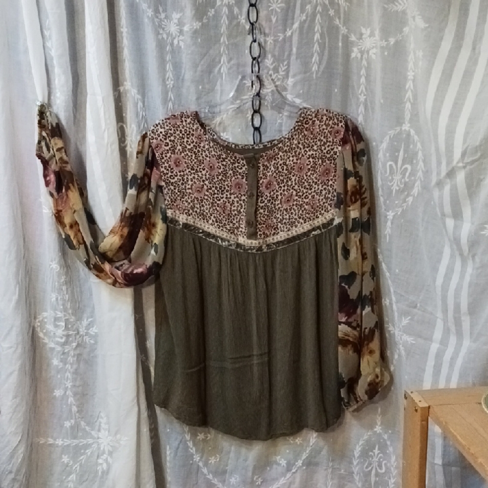 Floral Patchwork Blouse - Multicolor